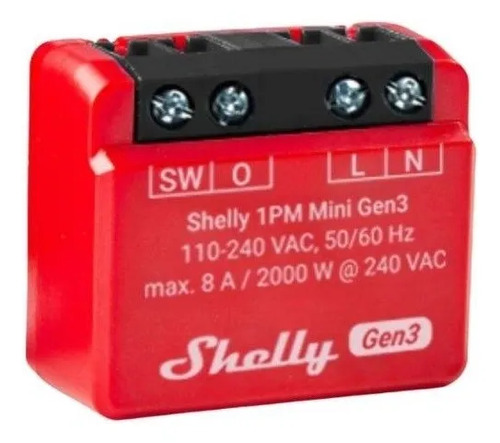 Rele Con Medición De Consumo WiFi Shelly 1PM Gen3 Mini
