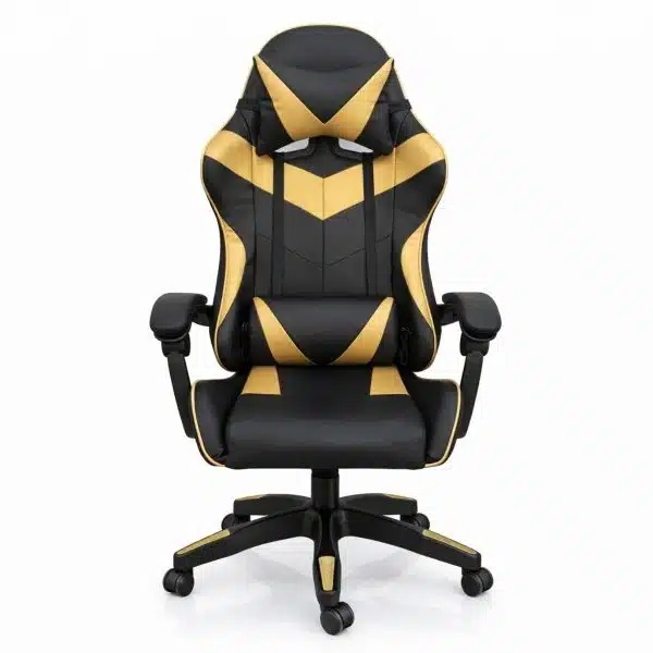 Silla Gamer ergonómica con masajes negra y dorada