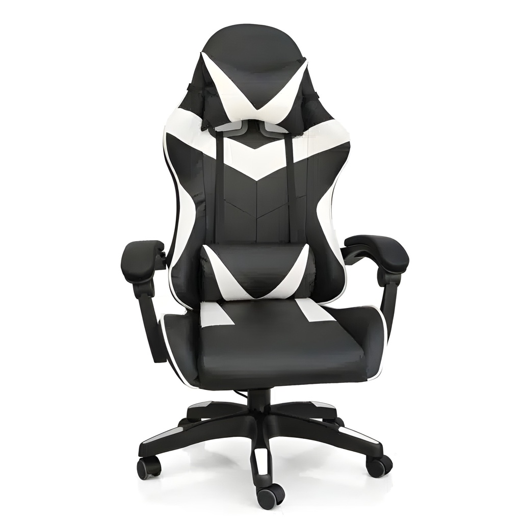 Silla De Oficina Negro Cuero Sintético Ergonómica Con Reposabrazos Reclinable