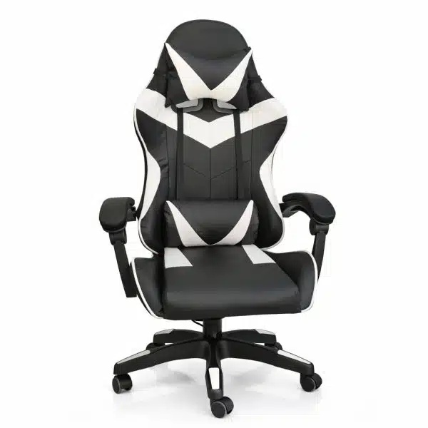 Silla Gamer ergonómica con masajes negra y blanca