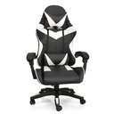 Silla De Oficina Negro Cuero Sintético Ergonómica Con Reposabrazos Reclinable