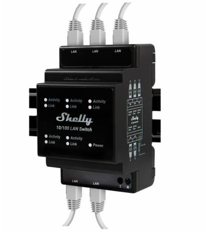 Switch LAN Shelly 5 puertos RJ-45 DIN