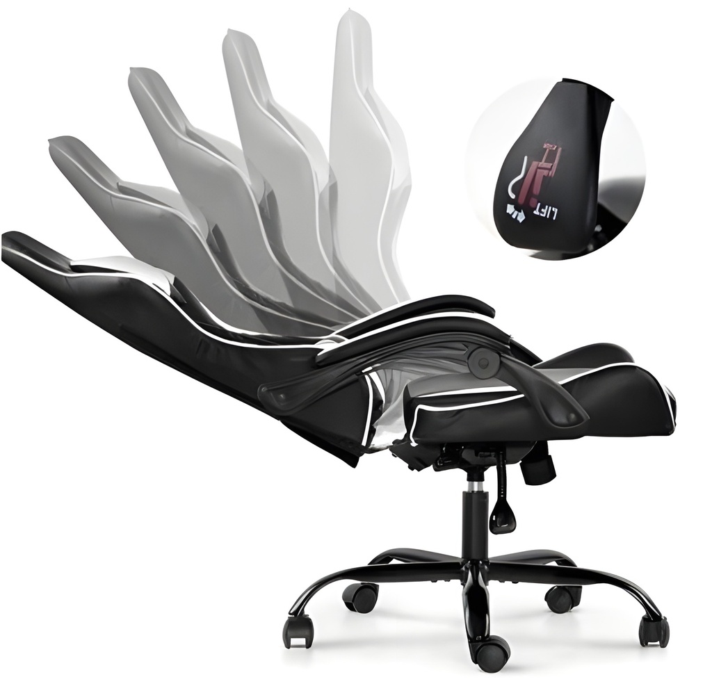 Silla De Oficina Ergonómica Reposabrazos Reclinable Soporte Lumbar Y Cervical Ajustable
