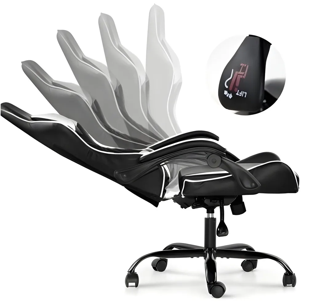 Silla De Oficina Ergonómica Reposabrazos Reclinable Soporte Lumbar Y Cervical Ajustable
