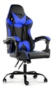 Silla De Oficina Negro Y Azul Tela Ergonómica Reposabrazos Reclinable