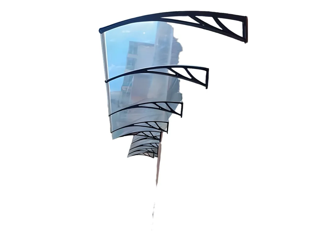 Alero Transparente 120x80cm Con Soporte De Plástico Negro Y Protección Uv