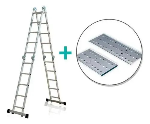 Andamio De Aluminio 20 Escalones 150KG 10 Posiciones Con Patas Transversales Y Trabas Automáticas Lumax