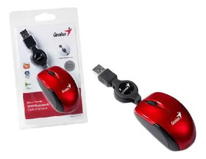 Ratón Cableado Mini USB Retractable Rojo Genius Micro Travelers V2