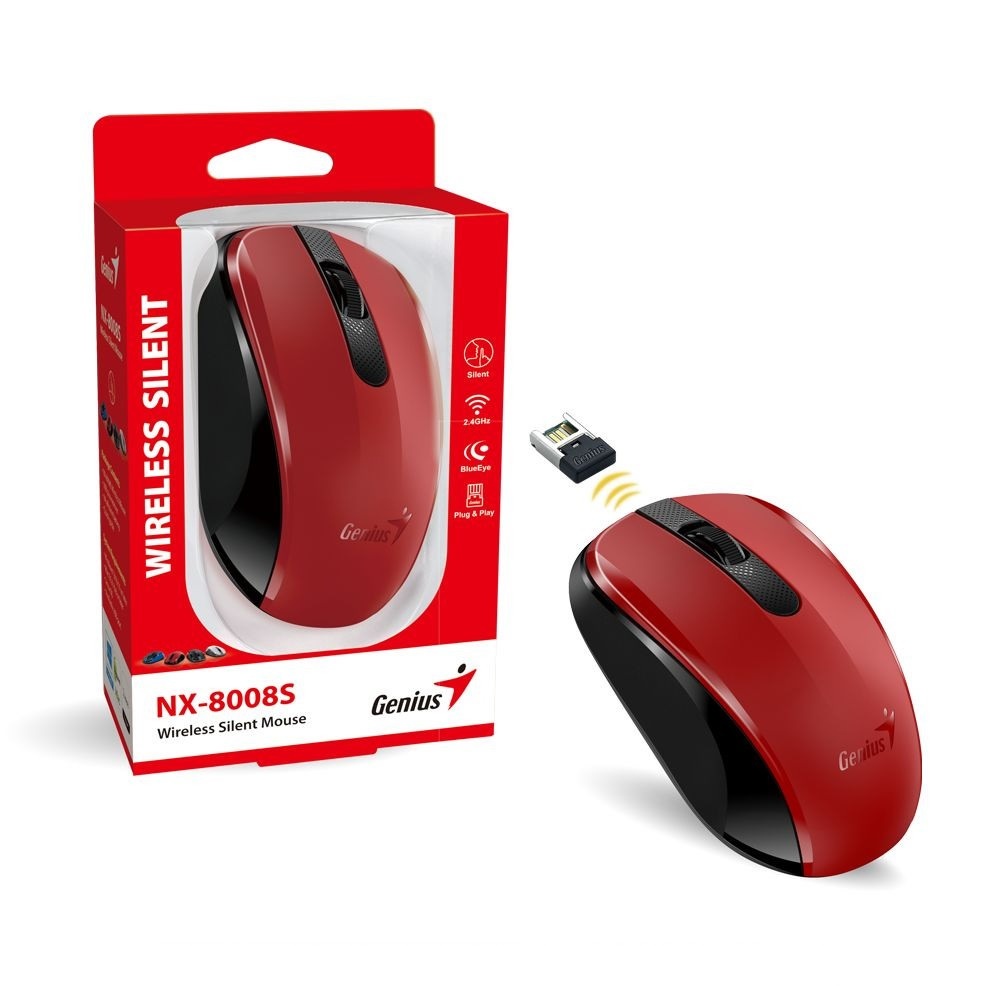 Mouse Genius NX-8008S inalámbrico silencioso rojo