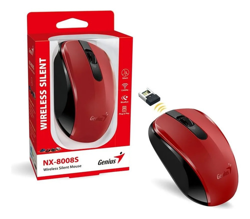 Mouse NX-8008S inalámbrico silencioso rojo