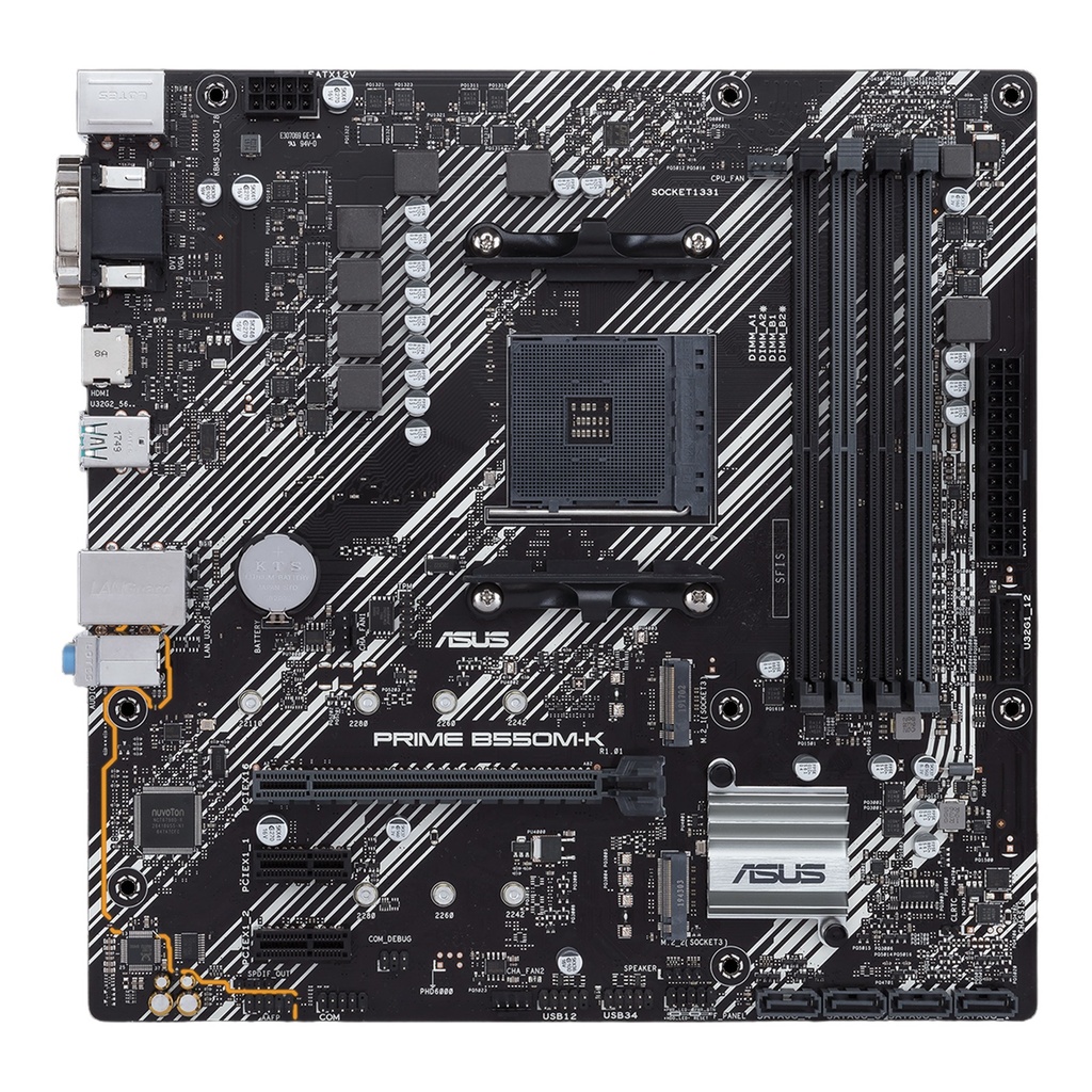 Motherboard Amd Prime B550m Am4 Ddr4 Pcie 3.0 Compatible Ryzen 5000/4000/3000 Micro Atx