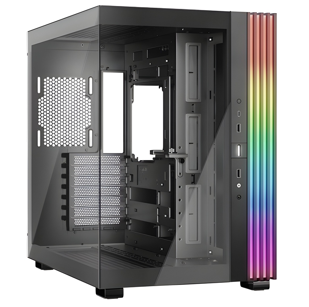 Gabinete Atx Mid-Tower Negro Acristalado Con Iluminación Argb