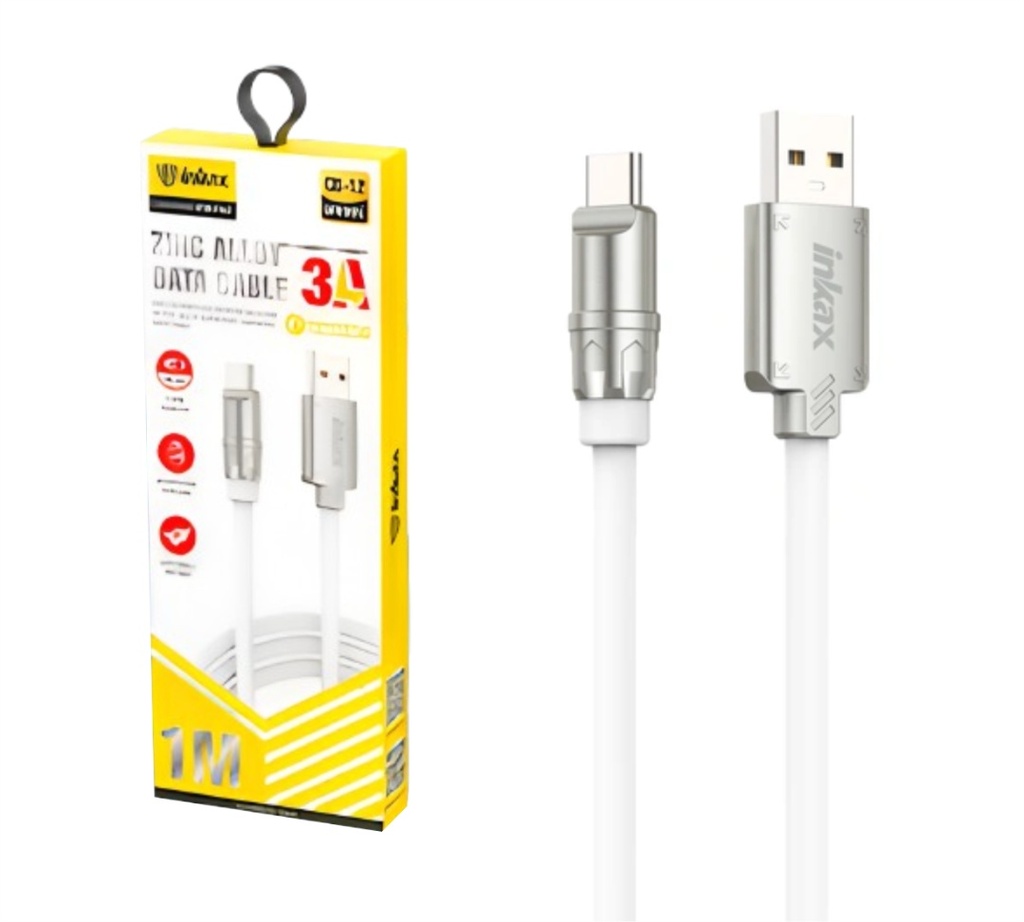 Cable Inkax USB-C 3a 1m silver