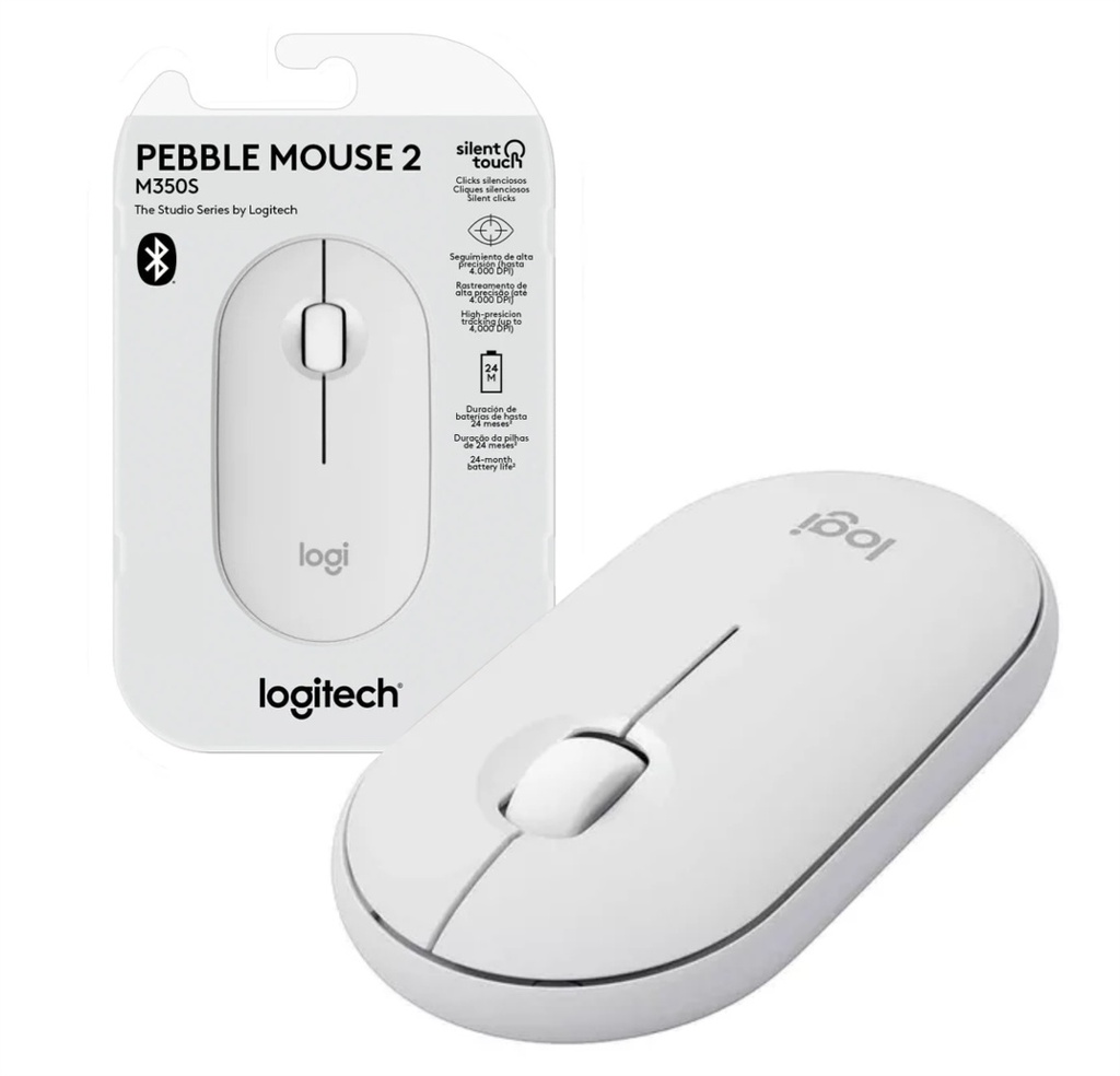 Mouse Logitech M350S Pebble 2 bluetooth blanco
