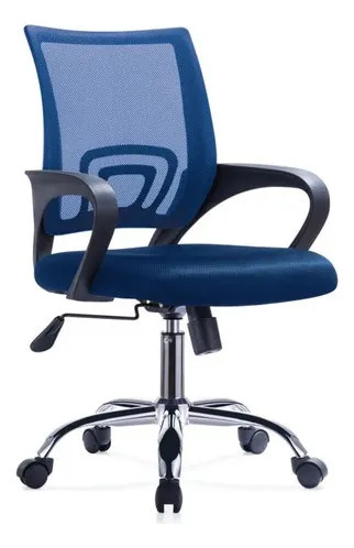 Silla De Oficina Mesh Con Posabrazos Azul Genérico A-998
