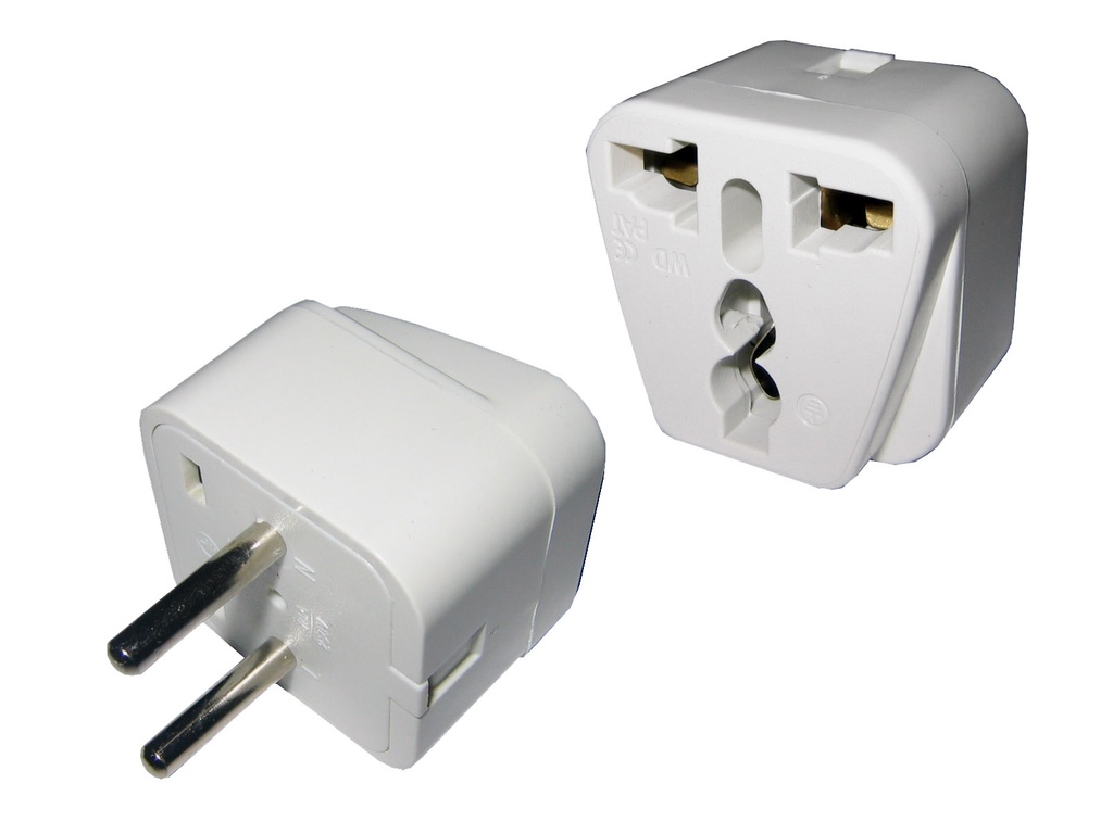 Adaptador de ficha universal a 2 en linea 