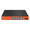 Switch No Administrable 16 Puertos Gigabit 2 Uplinks Sfp PoE 200W