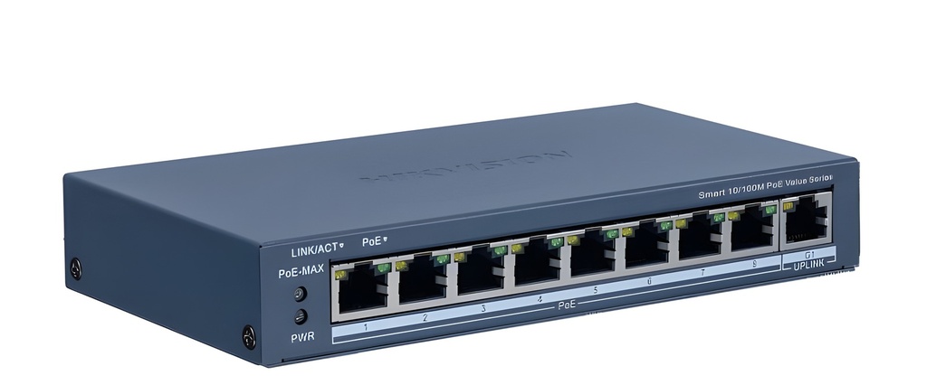 Switch No Administrable 8 Puertos 100Mbps 1 Uplinks Gigabit PoE 65W