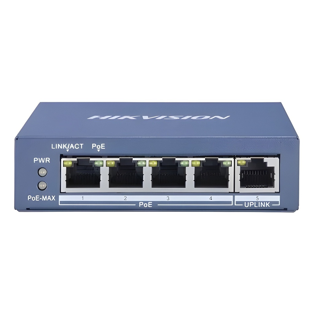 Switch Gigabit PoE+ 4 Puertos Hikvision