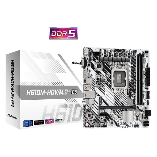 Motherboard Intel H610M-HDV/M.2+ Lga1700 Ddr5 Pcie 5.0 Compatible Micro Atx