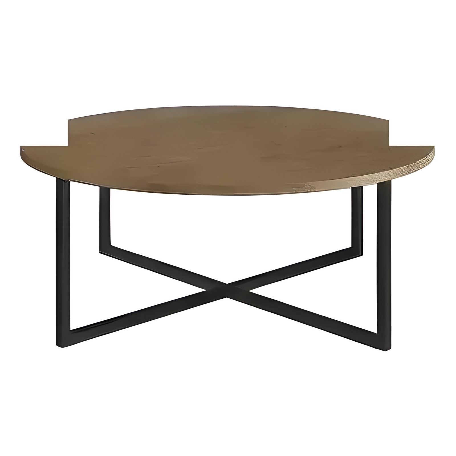 Mesa De Centro Ø70cm H27cm Acero/MDP Negro/Madera