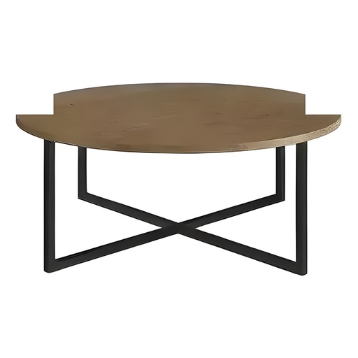 Mesa De Centro Ø70cm H27cm Acero/MDP Negro/Madera