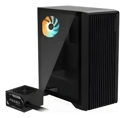 Gabinete PC Mid-Tower Atx Negro Con Vidrio Templado 1x Fan Argb Con Fuente Atx 650W