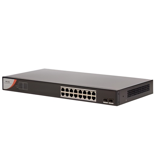 Switch No Administrable 16 Puertos Gigabit Con 2 Uplinks Sfp PoE 125W