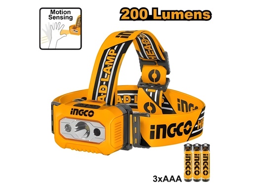 Linterna De Cabeza 200 Lúmenes Ipx4 Pilas Aaa Amarillo Negro