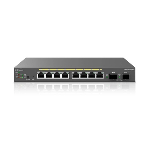 Switch No Administrable 8 Puertos Gigabit 2 Uplinks Sfp PoE+ 55W