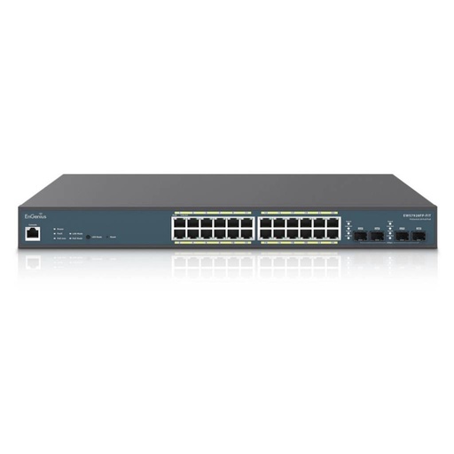 Switch No Administrable 24 Puertos Gigabit 4 Uplinks Sfp PoE+ 410W