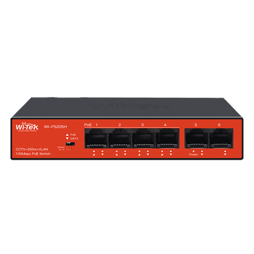Switch No Administrable 4 Puertos 10/100Mbps 2 Uplinks Con PoE 60W