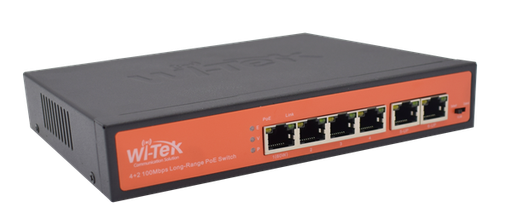 Switch No Administrable 4 Puertos 10/100Mbps 2 Uplinks Con PoE 60W