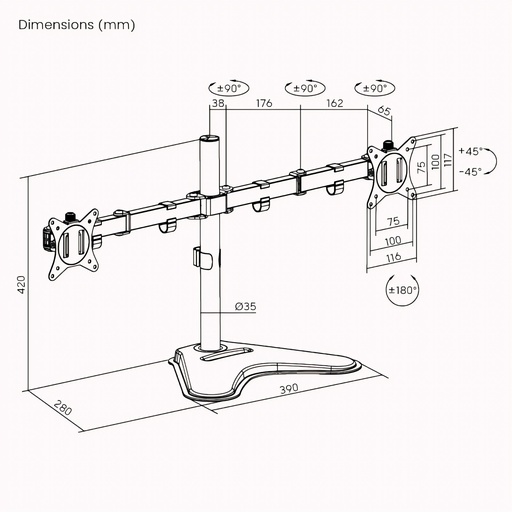 Soporte de escritorio Brateck para dos monitores 17"-32"