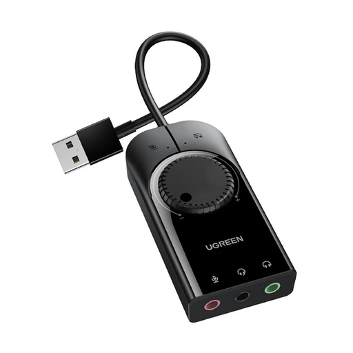 Adaptador De Sonido USB Negro 20cm Dos Auriculares Simultáneos