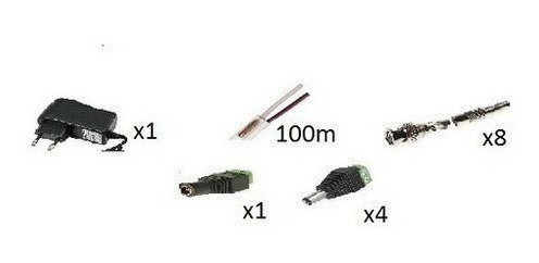 [KITRG4E-2] KIT DE CONECTORES, FUENTE 2 AMP, 100M. DE CABLE EXT. P/4 CÁMARAS