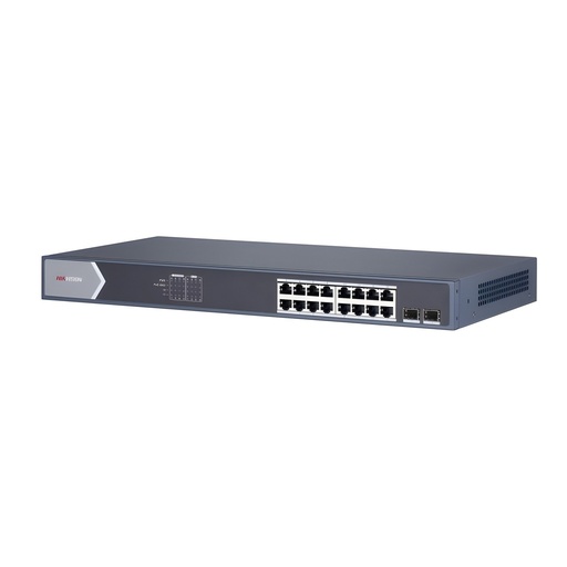 Switch No Administrable 16 Puertos Gigabit 2 Uplinks Fibra Óptica PoE 125W